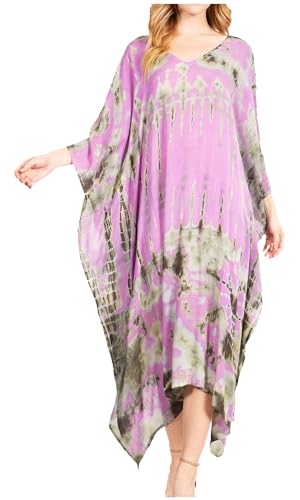 Sakkas 2025 - Clementine Damen Tie Dye Kaftan Kleid/Cover Up Beach Kaftan Boho Sommer - 37-Lavendel - OS von Sakkas