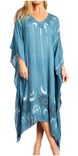 Sakkas 2027 - Clementine Third Damen Tie Dye Kaftan Kleid/Cover Up Strand Kaftan Sommer - 41-Teal - OS von Sakkas