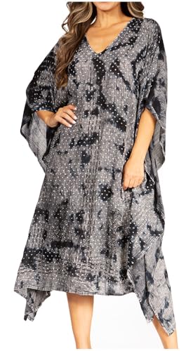 Sakkas 2027 - Clementine Third Damen Tie Dye Kaftan Kleid/Cover Up Strand Kaftan Sommer - 43-Schwarz - OS von Sakkas