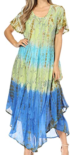 Sakkas 20831 Mika Ombre Blumen Kaftan Kleid- Grün - Eine Größe von Sakkas