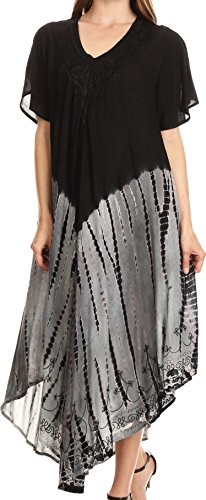 Sakkas 20SE Viveka gestickte Kaftan Kleid - Schwarz - OS von Sakkas