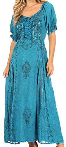 Sakkas 2100 Bridget Besticktes Renaissancekleid - Türkisblau - L/XL von Sakkas