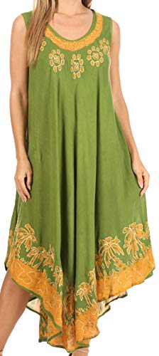 Sakkas 40SE Sundari Kaftan-Behälter-Kleid/Cover Up - Avocado - One Size von Sakkas