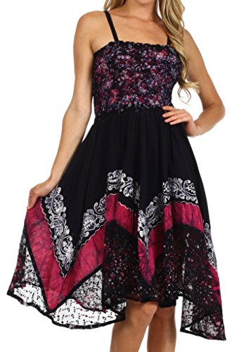 Sakkas 55341 Aphrodite gestickte Batik-Kleid - Navy/Pink - One Size Sakkas 55341 Aphrodite gestickte Batik-Kleid - Navy/Pink - One Size von Sakkas