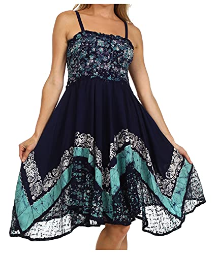 Sakkas 55341 Aphrodite gestickte Batik-Kleid - Navy/Türkis - One Size von Sakkas