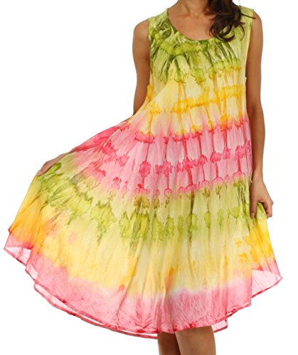 Sakkas 605 Wüstensonne Kaftan Kleid oder Vertuschung für Damen- Grün/Gelb - One Size von Sakkas