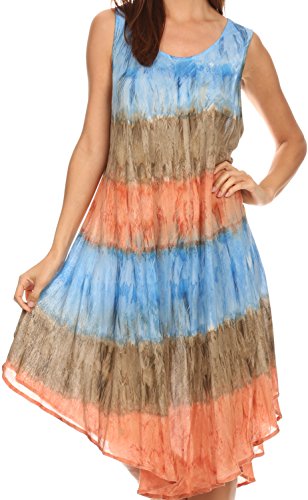 Sakkas 605 Wüstensonne Kaftan Kleid oder Vertuschung für Damen - Navy/Brown One Size von Sakkas