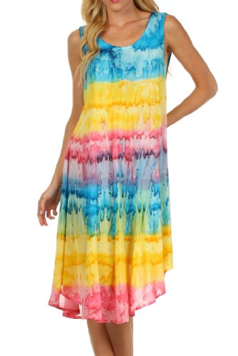 Sakkas 605 Wüstensonne Kaftan Kleid oder Vertuschung für Damen- Türkis/Gelb One Size von Sakkas