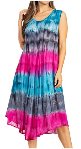 Sakkas 605 Wüstensonne Kaftan Kleid oder Vertuschung für Damen - Türkis/Pink One Size von Sakkas