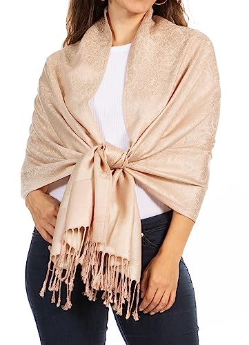 Sakkas 70" X 28 "Paisley Selbst-Design Schal/Wrap/Stola - Biege von Sakkas
