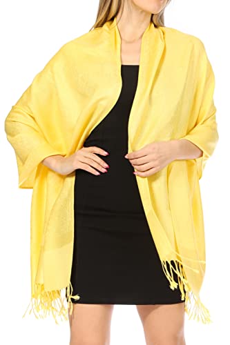 Sakkas 70" X 28 "Paisley Self-Design Schal/Wrap/Stola - Gelb von Sakkas