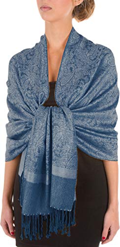 Sakkas 70" x 28 "Paisley Selbst Design-Schal/Wrap/Stola - DenimBlue von Sakkas