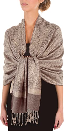 Sakkas 70" x 28 "Paisley Self-Design-Schal/Wrap/Stola - Sand von Sakkas
