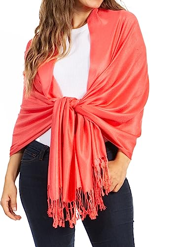 Sakkas 78 "x 28" Eco-Friendly Bamboo Rayon weiche Fest Pashmina Schal/Wrap/Stola - Coral von Sakkas