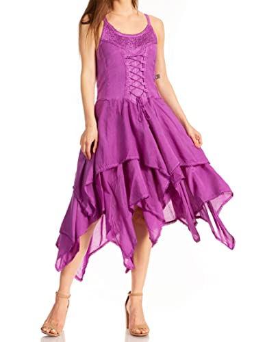 Sakkas 9031 Korsett-Art-Mieder-Javaperle-leichte Taschentuch-Hem-Kleid - Lavendel - eine Größe von Sakkas
