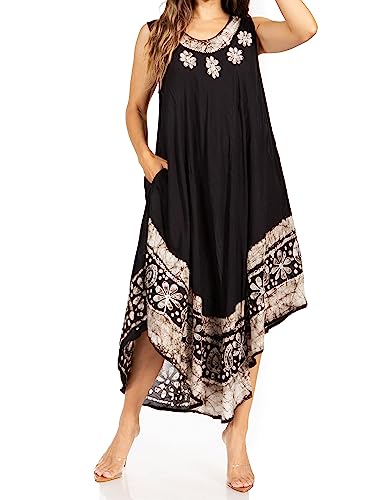 Sakkas A900 Batik Blume Kaftan Tank Kleid/Cover Up - Marine - One Size von Sakkas