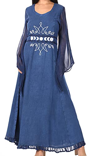 Sakkas ADL20324 - Eve Damen Langarm Casual Mittelalter Renaissance Keltisches Maxikleid Weich - Navy - 1XL/2XLP Sakkas ADL20324 - Eve Damen Langarm Casual Mittelalter Renaissance Keltisches Maxikleid Weich - Navy - 1XL/2XLP von Sakkas