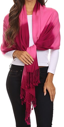 Sakkas CHS156 - Vicki Trendy Ombre Streifen Tie Dye Pashmina/Schal/Wrap/Stola - Berry - OS von Sakkas