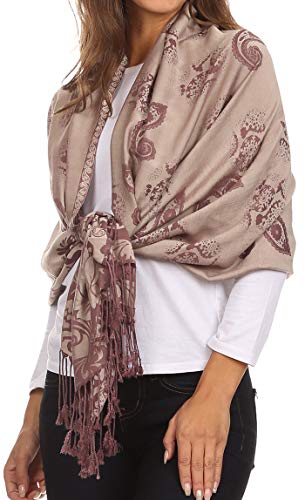 Sakkas CHS157 Ananda Lotus-Blume Schimmer Paisley Pashmina/Schal/Wrap/Stole - braun - One Size Regular von Sakkas