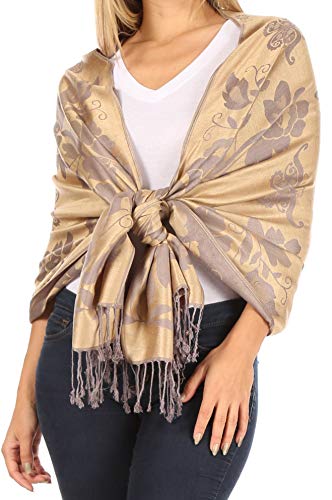 Sakkas CHS158 - Tawny Reversible Schmetterling Pashmina/Schal/Wrap/Stole - Beige - OS von Sakkas