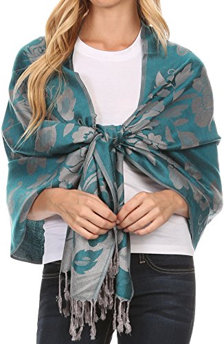 Sakkas CHS158 - Tawny Reversible Schmetterling Pashmina/Schal/Wrap/Stole - Grün - OS von Sakkas