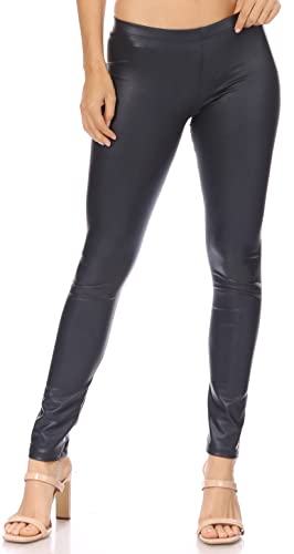 Sakkas FOMatteLiquid8515 Footless Ultra Slim Fit Matte Liquid Wet Look Leggings - Navy - Small von Sakkas