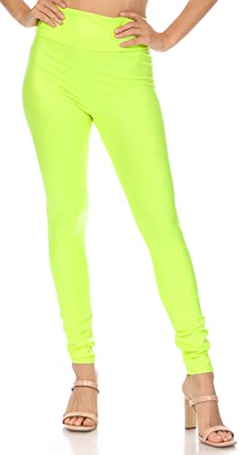 Sakkas FOMatteLiquid8515 Footless Ultra Slim Fit Matte Liquid Wet Look Leggings - Neon Lime - M von Sakkas