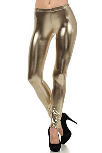 Sakkas Footless Liquid Wet Look Metallic Stretch Leggings - Grau/Klein von Sakkas