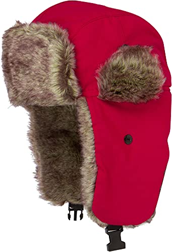 Sakkas JAFurNylon71891J Unisex Wetter Nylon mit Kunstpelzfutter Winter-Earflap Bomber Trooper Fliegermütze - Rot von Sakkas