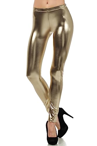 Sakkas Liquid111 Footless Flüssigkeit Wet Look Shiny Metallic Stretch Leggings - Grau/Large von Sakkas