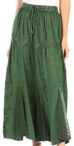 Sakkas Olivia Damen Maxi böhmischen Zigeuner Langen Rock mit elastischer Taille und Spitze - Grün - OS Sakkas Olivia Damen Maxi böhmischen Zigeuner Langen Rock mit elastischer Taille und Spitze - Grün - OS von Sakkas