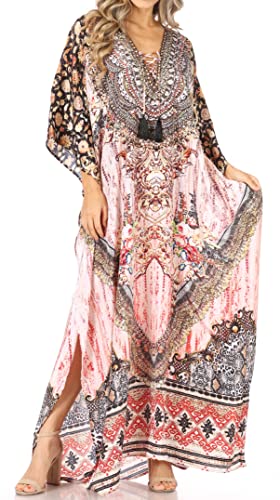 Sakkas P5 - LongKaftan - Georgettina - Bedrucktes langes Kaftan-Kleid mit geringem Gewicht/Vertuschung - UM304-Multi -OS von Sakkas
