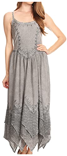 Sakkas Rayon Besticktes Stonewashed Verstellbares Spaghetti-Trägern Langes Kleid - Grau - 1X/2X Sakkas Rayon Besticktes Stonewashed Verstellbares Spaghetti-Trägern Langes Kleid - Grau - 1X/2X von Sakkas