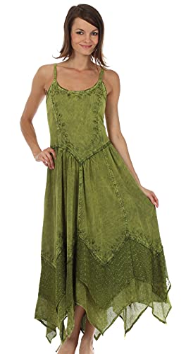 Sakkas Rayon Besticktes Stonewashed Verstellbares Spaghetti-Trägern Langes Kleid - Grün - 1X/2X Sakkas Rayon Besticktes Stonewashed Verstellbares Spaghetti-Trägern Langes Kleid - Grün - 1X/2X von Sakkas