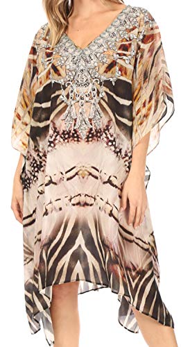 Sakkas - ShortCaftan MiuMiu Ligthweight Summer Printed Kurzes Caftan-Kleid/Cover Up - EM401-Multi - OS von Sakkas