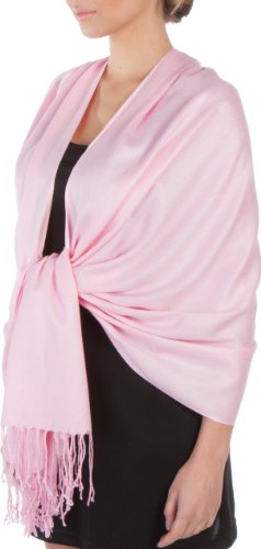 Sakkas Silky Feste weiche Pashmina Schal Wrap Stola - Baby Pink von Sakkas