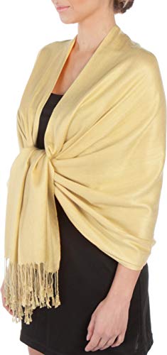Sakkas Silky Feste weiche Pashmina Schal Wrap Stole - Beige von Sakkas