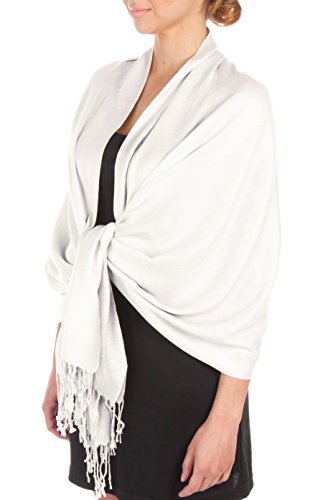 Sakkas Silky Feste weiche Pashmina Schal Wrap Stole - nicht-gerade weiss von Sakkas