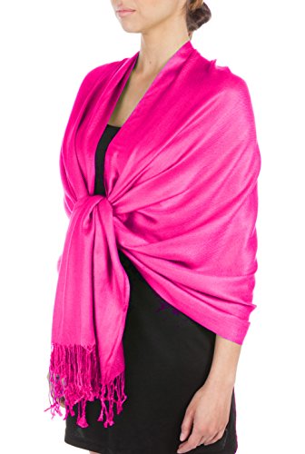 Sakkas Silky Solid Weich Pashmina Schal Wrap Stola - Fuschia von Sakkas