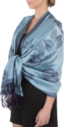 Sakkas Two Tone Rose Pashmina Schal/Stola/Wrap - Blau/Marine von Sakkas