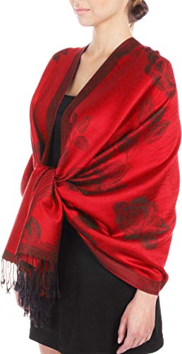 Sakkas Two Tone Rose Pashmina Schal/Stola/Wrap - Kirsche von Sakkas