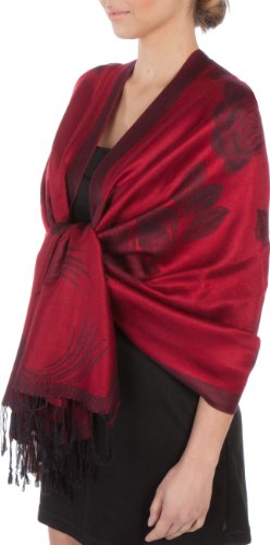 Sakkas Two Tone Rose Pashmina Schal/Stola/Wrap - Rot/Schwarz von Sakkas