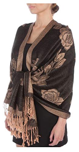 Sakkas Two Tone Rose Pashmina Schal/Stola/Wrap - Schwarz/Beige von Sakkas