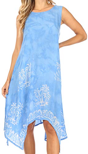 Sakkas UD46 - Tinna Damen Casual ärmellose Tank Flare Midi Boho Print Kleid Vertuschung - UD46-2803-Blau - OS Sakkas UD46 - Tinna Damen Casual ärmellose Tank Flare Midi Boho Print Kleid Vertuschung - UD46-2803-Blau - OS von Sakkas