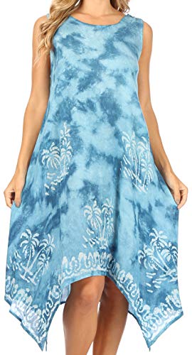 Sakkas UD46 - Tinna Damen Casual ärmellose Tank Flare Midi Boho Print Kleid Vertuschung - UD46-2803-Grau - OS von Sakkas