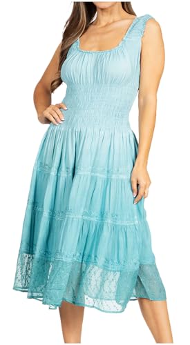 Sakkas Womens Mittellanges Frühlingsmädchen-Ombre-Bauernkleid – Aqua – OS von Sakkas