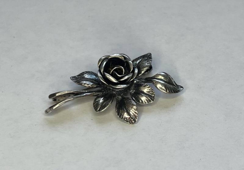 Antike Silberbrosche in Form Einer Rose 835 Fein von Sakopanshop