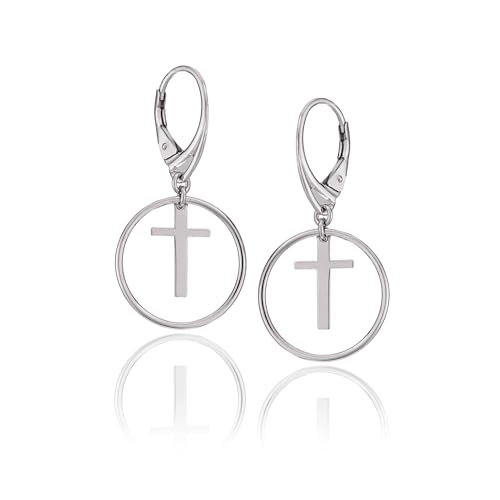 Damen-Ohrringe mit Kreuz Sakrami aus 925er Silber, vergoldet mit Gelbgold, Rosé oder Rhodium – personalisierbare Geschenkbox – Geschenkidee für Kommunion, Konfirmation oder Geburtstag, No Taglia von Sakrami