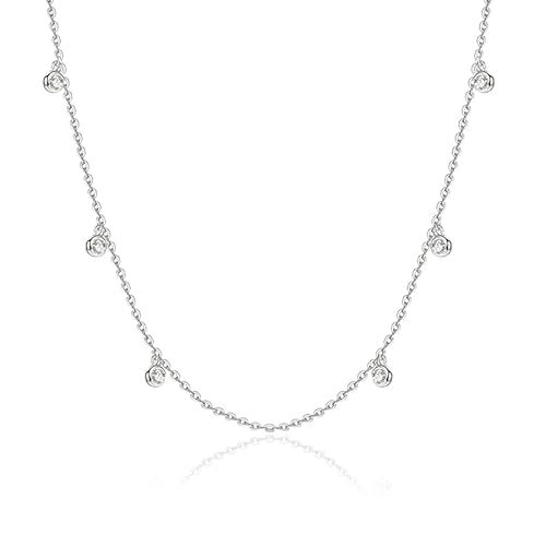 Halskette aus 14 Karat Weißgold mit Lichtpunkten, Geschenk für Damen, Mutter, Freundin und Schwester, mit personalisierbarer Box, Schmuck für Geburtstag, Jahrestag, Kommunion, Konfirmation oder andere von Sakrami