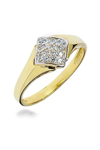 Ring aus Gold mit glänzenden Rauten. Schmuck mit personalisierter Schachtel. Geschenkidee für Damen und Mädchen zur Verlobung, zum Jahrestag oder zu besonderen Anlässen + Geschenkbox., 18, Gelbgold von Sakrami